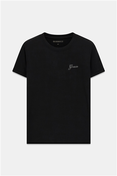 Guess Miny Kadın Modal Slim Fit Bisiklet Yaka T-Shirt Siyah
