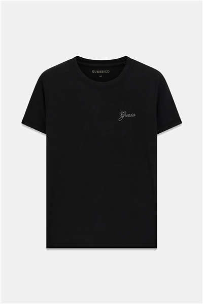 Guess Miny Kadın Modal Slim Fit Bisiklet Yaka T-Shirt Siyah