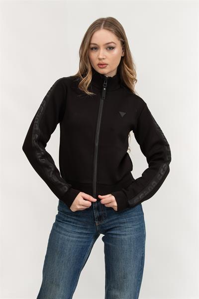 Guess New Allie Scuba Zip Kadın Fermuarlı Sweatshirt Siyah