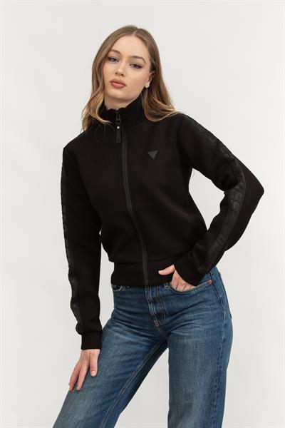 Guess New Allie Scuba Zip Kadın Fermuarlı Sweatshirt Siyah