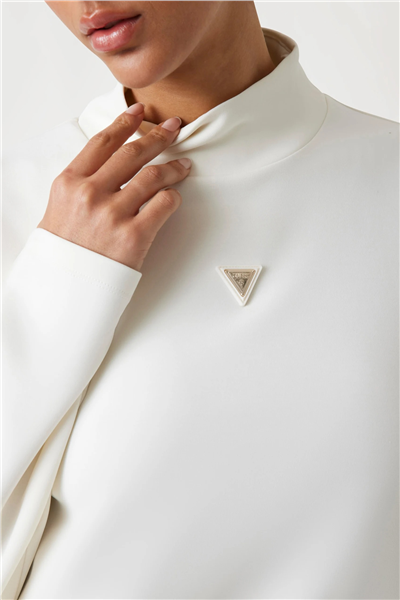 Guess Olympe Kadın Aktif Scuba Bisiklet Yaka Sweatshirt Krem