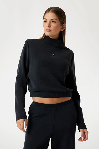 Guess Olympe Kadın Aktif Scuba Bisiklet Yaka Sweatshirt Siyah