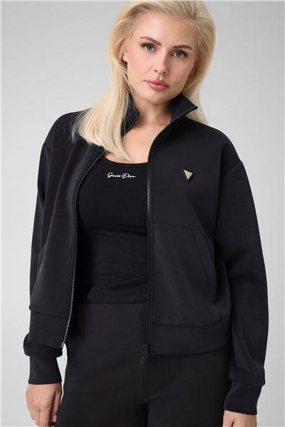 Guess Olympe Kadın Aktif Scuba Fermuarlı Sweatshirt Siyah