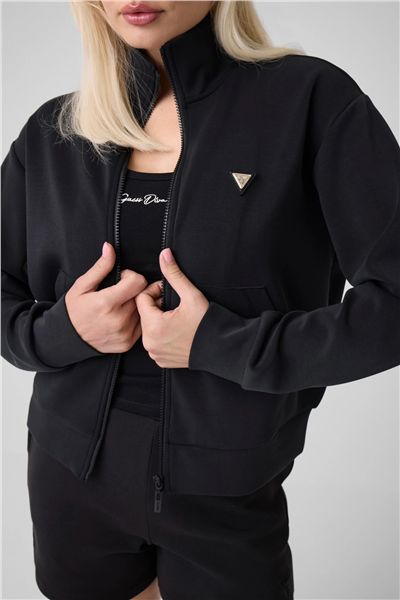 Guess Olympe Kadın Aktif Scuba Fermuarlı Sweatshirt Siyah