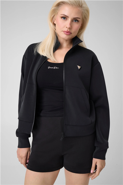 Guess Olympe Kadın Aktif Scuba Fermuarlı Sweatshirt Siyah