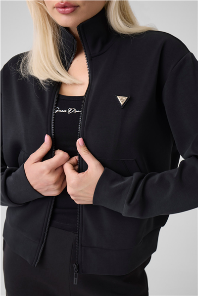 Guess Olympe Kadın Aktif Scuba Fermuarlı Sweatshirt Siyah