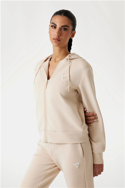 Guess Olympe Kadın Aktif Scuba Kapüşonlu Sweatshirt Kahverengi