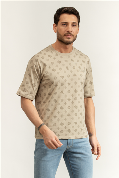 Guess Ovidio Erkek Aktif Oversize Fit Bisiklet Yaka T-Shirt