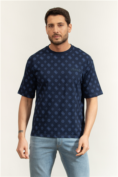 Guess Ovidio Erkek Aktif Oversize Fit Bisiklet Yaka T-Shirt