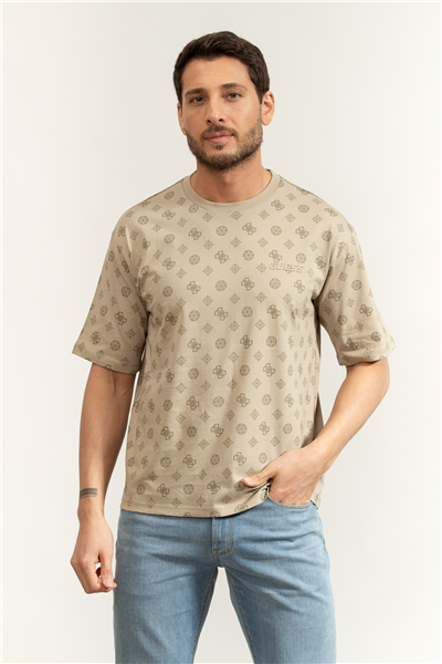 Guess Ovidio Erkek Aktif Oversize Fit Bisiklet Yaka T-Shirt