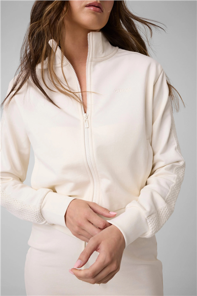 Guess Phoebe Kadın Aktif Fermuarlı Sweatshirt Beyaz