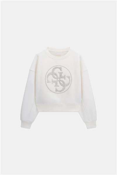 Guess Round Kadın Bisiklet Yaka Sweatshirt Beyaz