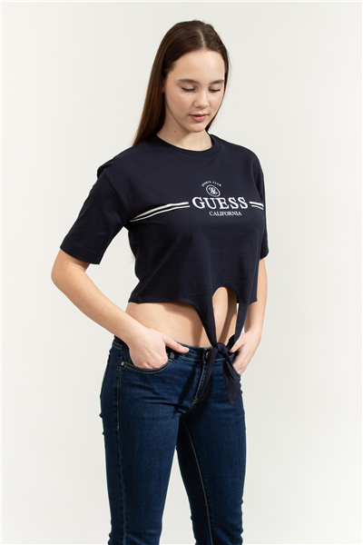 Guess Stream Kadın Aktif Boxy Fit Bisiklet Yaka T-Shirt
