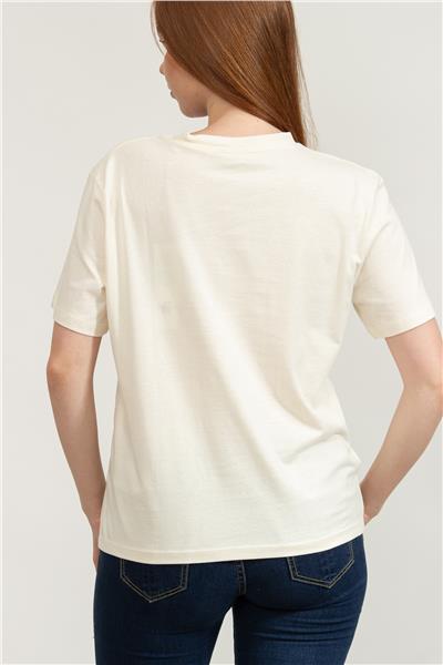 Guess Teddy Kadın Aktif Regular Fit T-Shirt Beyaz