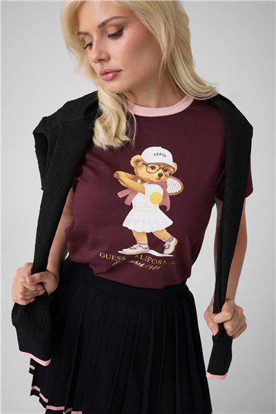 Guess Tennis Kadın Aktif Regular Fit Bisiklet Yaka T-Shirt
