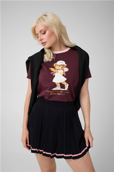 Guess Tennis Kadın Aktif Regular Fit Bisiklet Yaka T-Shirt