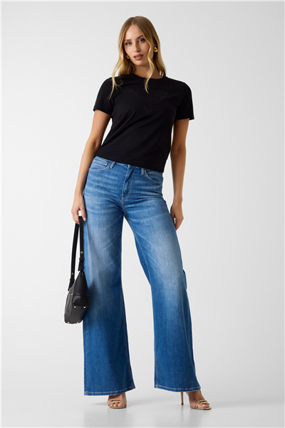 Guess Tria Kadın Regular Fit Bisiklet Yaka T-Shirt Siyah