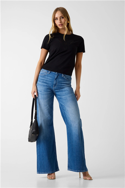 Guess Tria Kadın Regular Fit Bisiklet Yaka T-Shirt Siyah