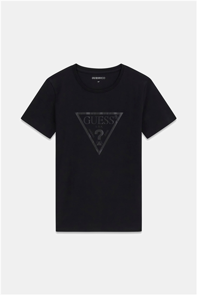 Guess Tria Kadın Regular Fit Bisiklet Yaka T-Shirt Siyah