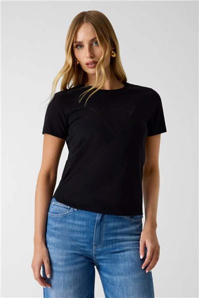 Guess Tria Kadın Regular Fit Bisiklet Yaka T-Shirt Siyah