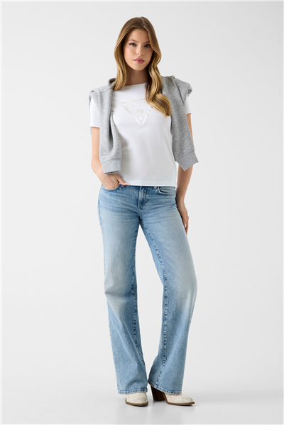 Guess Tria Kadın Regular Fit Bisiklet Yaka T-Shirt Beyaz