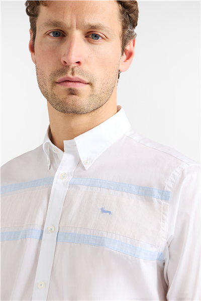 Harmont Blaine Camicia Fascette Petto Erkek Gömlek Beyaz