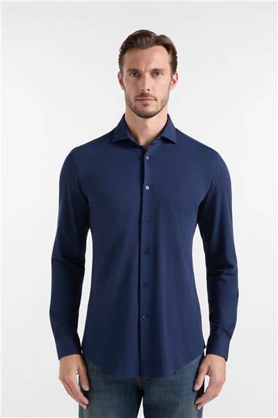 Harmont Blaine Camicia In Piquet Tinta Erkek Gömlek Lacivert