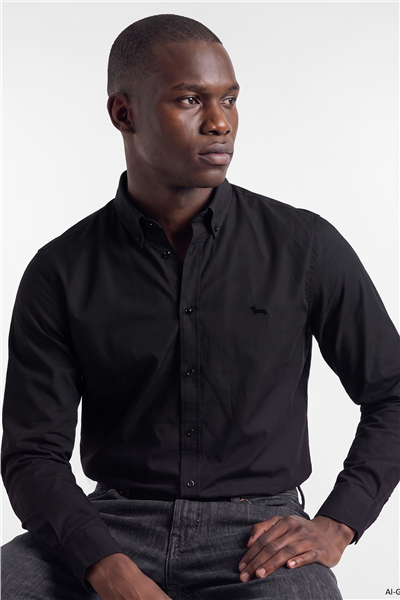 Harmont Blaine Camicia Popeline Tinto Erkek Gömlek Siyah