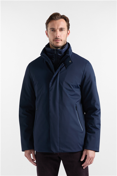 Harmont Blaine Field Jacket In Nylon Stret Erkek Mont Lacivert