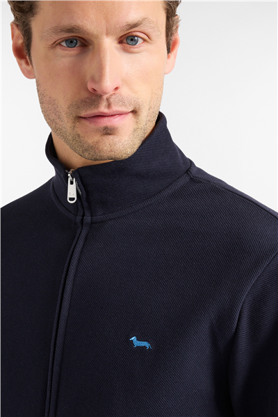 Harmont Blaine Full Zip Balza E Polsi Rig Erkek Fermuarlı Sweatshirt Lacivert