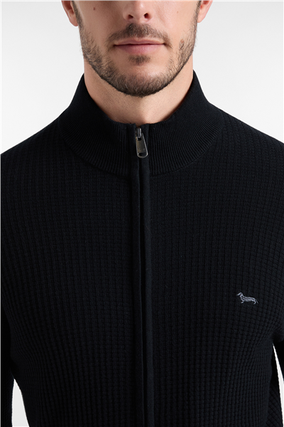 Harmont Blaine Full Zip Basic 3D Erkek Triko Siyah
