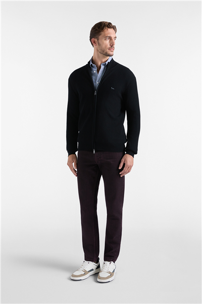 Harmont Blaine Full Zip Basic 3D Erkek Triko Siyah