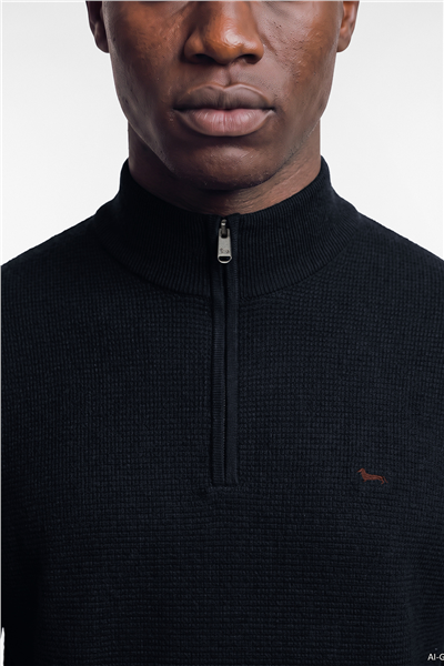 Harmont Blaine Half Zip Basic 3D Erkek Triko Lacivert