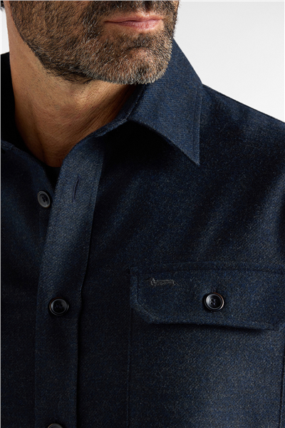 Harmont Blaine Over Shirt Flanella Erkek Gömlek Lacivert