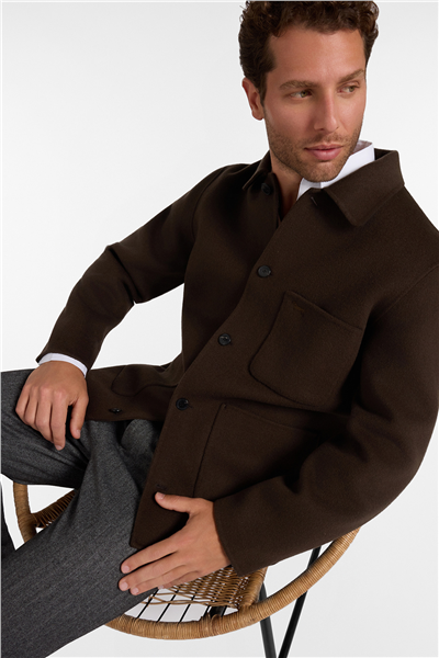 Harmont Blaine Overshirt In Lana Erkek Mont