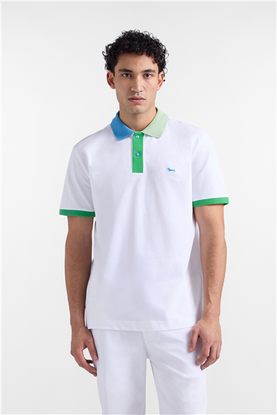 Harmont Blaine Polo Collo 3D Erkek Polo Yaka T-Shirt Beyaz