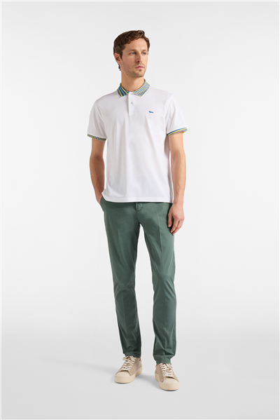 Harmont Blaine Polo Collo Ed Orli Stampa Erkek Polo Yaka T-Shirt Beyaz