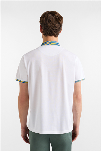 Harmont Blaine Polo Collo Ed Orli Stampa Erkek Polo Yaka T-Shirt Beyaz