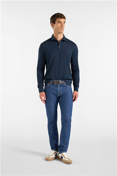 Harmont Blaine Polo In Piquet Tecnico Erkek Polo Yaka T-Shirt Lacivert