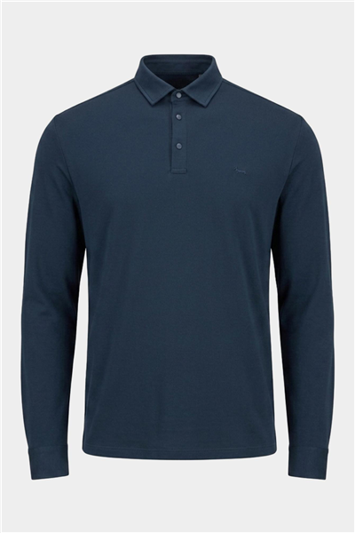 Harmont Blaine Polo In Piquet Tecnico Erkek Polo Yaka T-Shirt Lacivert