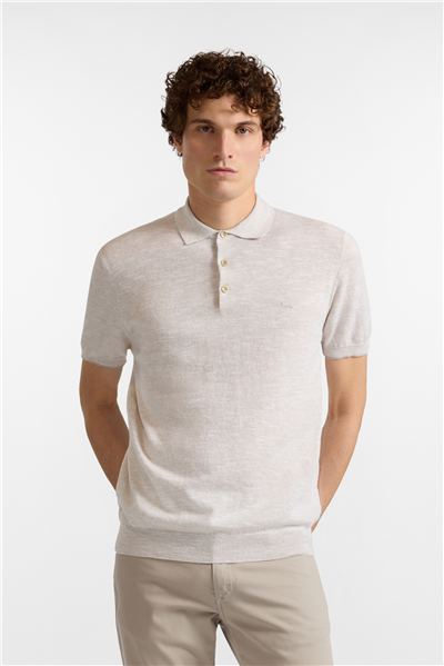 Harmont Blaine Polo Smacchinata Tweed Li Erkek Triko Beyaz