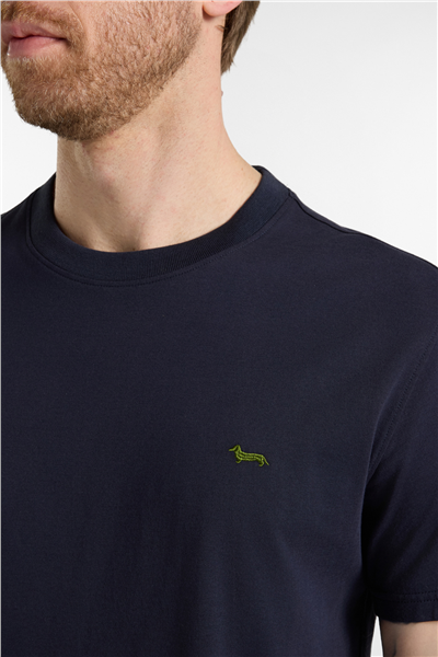 Harmont Blaine T Shirt In Jersey Con Basso Erkek Bisiklet Yaka T-Shirt Lacivert