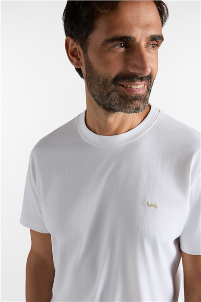 Harmont Blaine T Shirt In Jersey Con Basso Erkek Bisiklet Yaka T-Shirt Beyaz