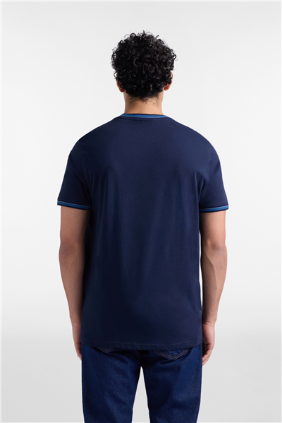 Harmont Blaine T Shirt Orli E Collo Riga Erkek Bisiklet Yaka T-Shirt Lacivert