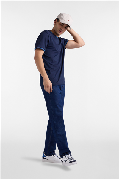 Harmont Blaine T Shirt Orli E Collo Riga Erkek Bisiklet Yaka T-Shirt Lacivert