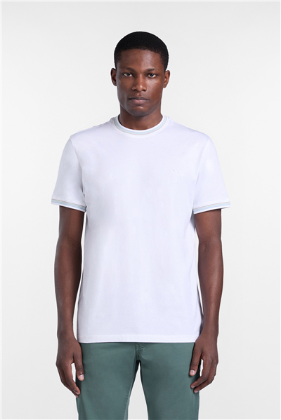 Harmont Blaine T Shirt Orli E Collo Riga Erkek Bisiklet Yaka T-Shirt Beyaz