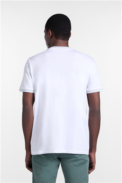 Harmont Blaine T Shirt Orli E Collo Riga Erkek Bisiklet Yaka T-Shirt Beyaz