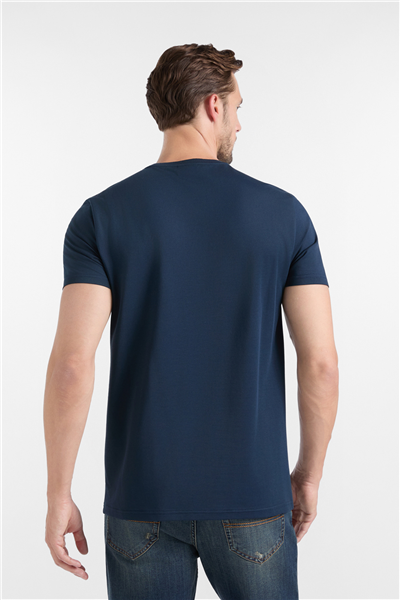 Harmont Blaine T Shirt Piquet Tecnico Erkek Bisiklet Yaka T-Shirt Lacivert