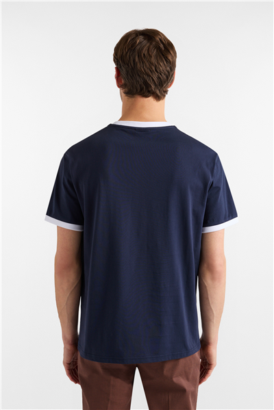 Harmont Blaine T Shirt Stampa Bassotto 3D Erkek Bisiklet Yaka T-Shirt Lacivert