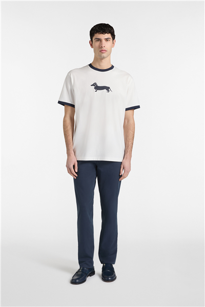 Harmont Blaine T Shirt Stampa Bassotto 3D Erkek Bisiklet Yaka T-Shirt Beyaz
